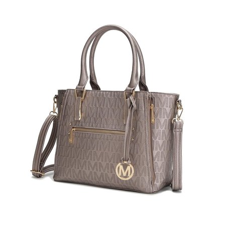 MKF COLLECTION BY MIA K MKF Collection by Mia K MKF-PU7746PW Cairo M Signature Satchel Bag; Pewter MKF-PU7746PW